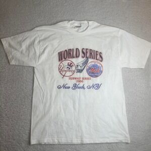 Vintage Subway series Mets Yankees men's white World Series 2000 tshirt mlb xl